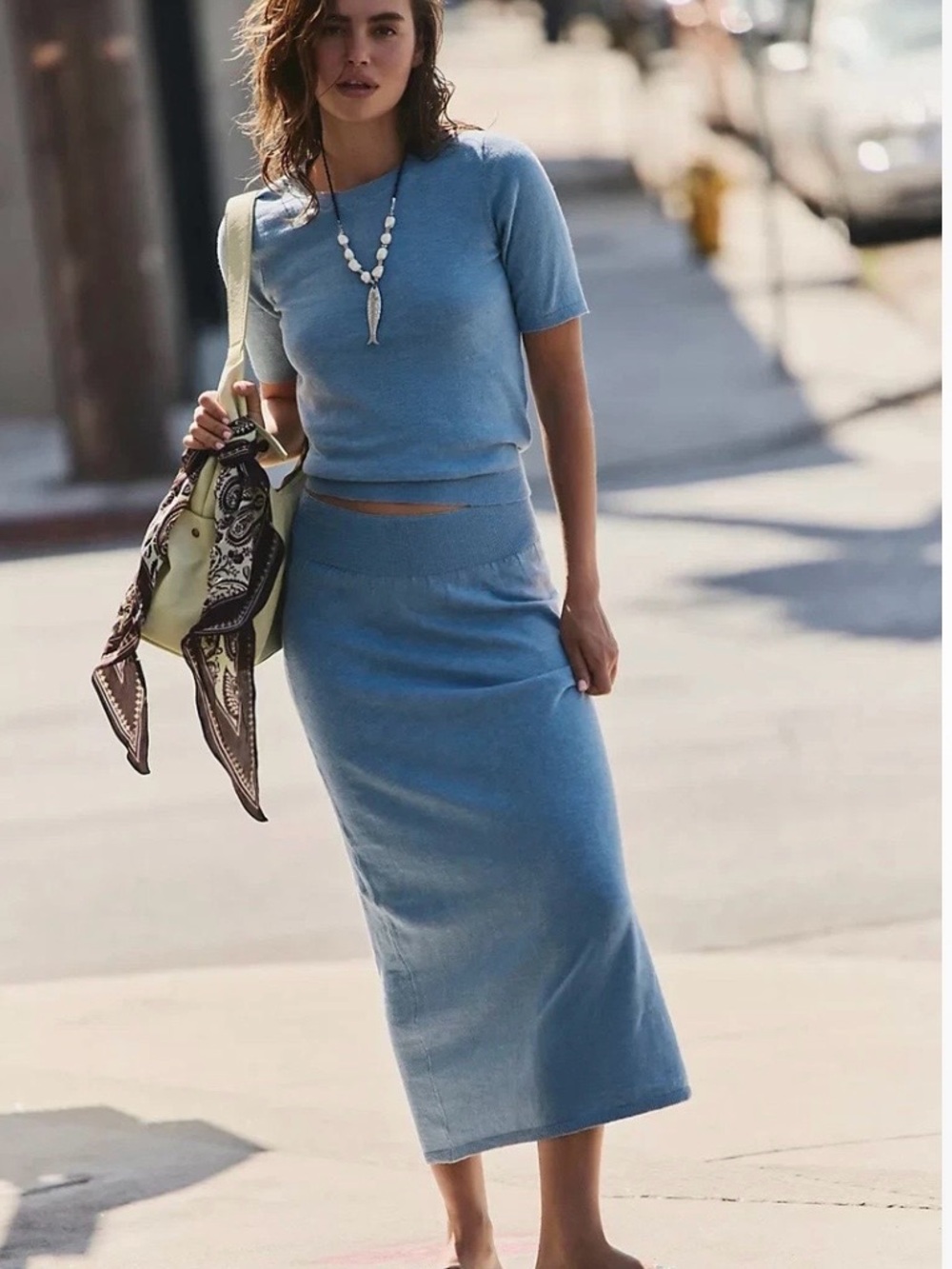 Effortless Blue Maxi Knit Skirt